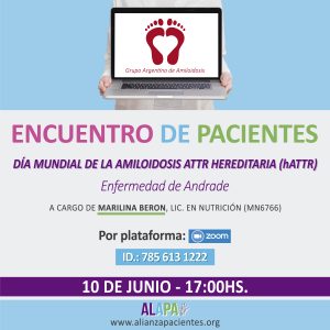 Flyer del evento Encuentro de Pacientes con Amiloidosis Hereditaria