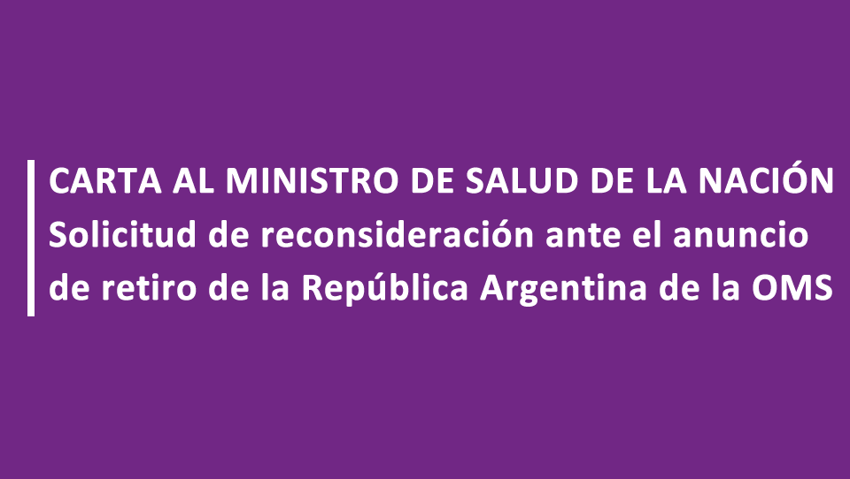 Carta al Ministro de Salud de la Nación
